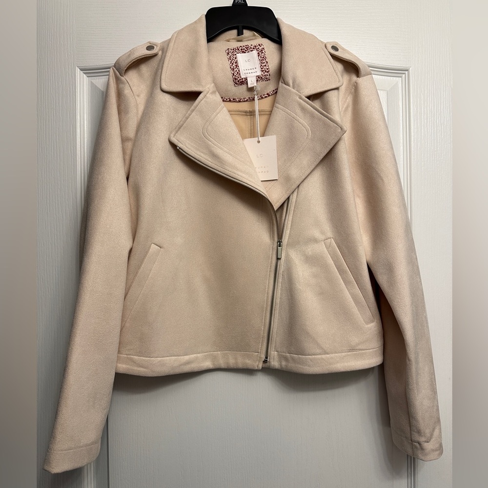 Lauren Conrad Light Pink Suede Bomber Jacket